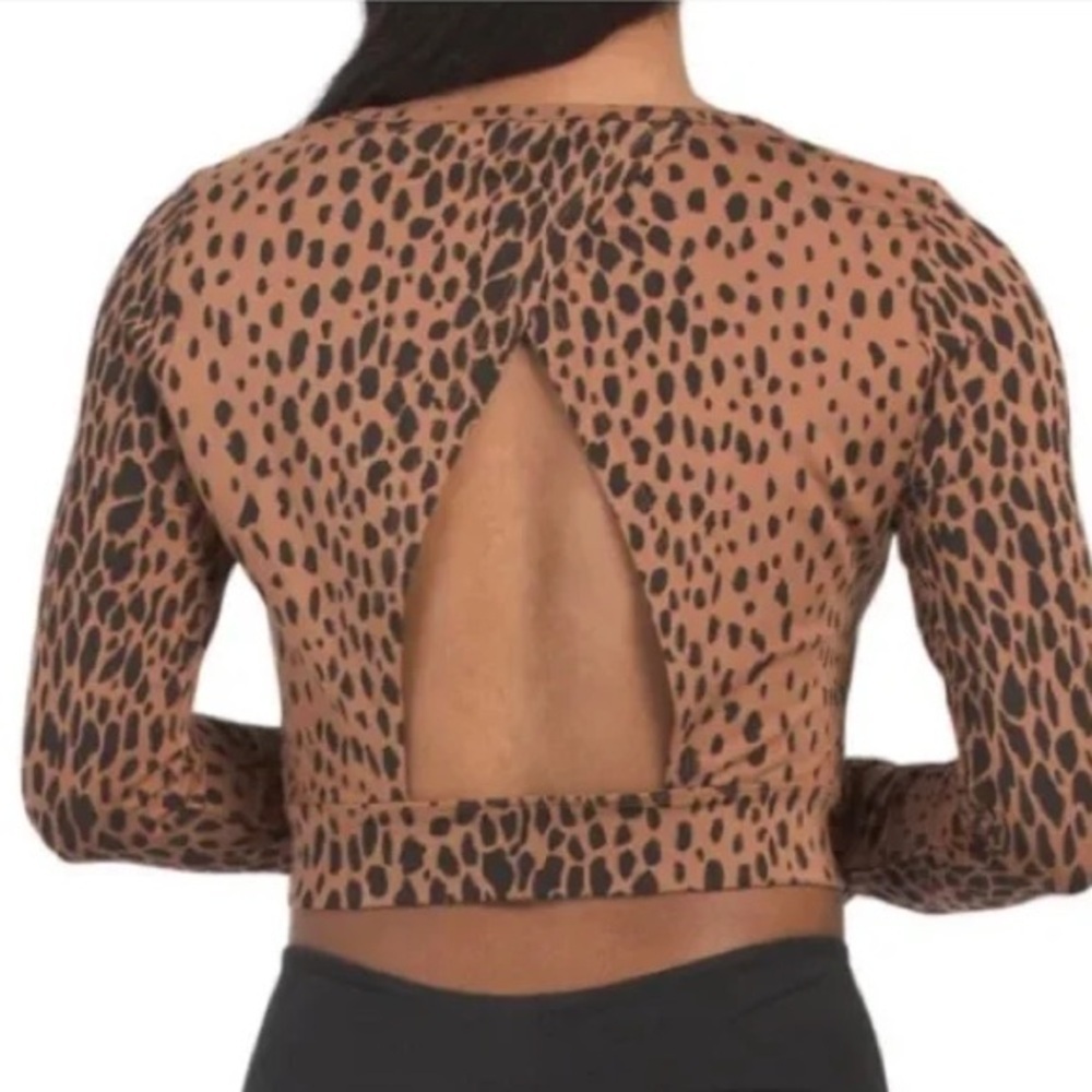 Good American Brown Leopard Crop Top